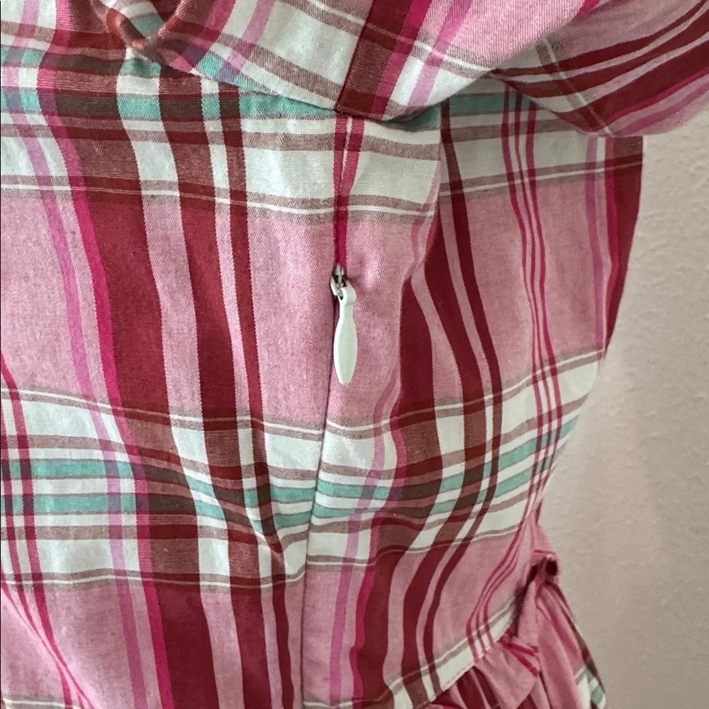 J. Crew Pink Plaid Mini Long Sleeve Drews w Ruffle Trim - Picture 5 of 8